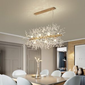 Lustre Cristal 'Dandelion' à Réflets Dorés