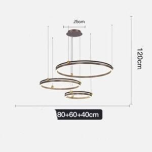 Suspension Anneaux Lumineux en Métal Noir Mat